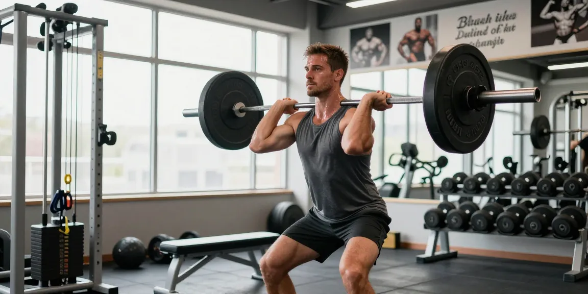 Anabolika Shop Deutschland: Athlet im Fitnessstudio beim Gewichtheben und Muskelaufbau mit modernen Geräten.