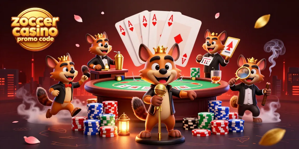 Enjoy the excitement of Zoccer Casino promo code featuring vibrant hyenas, poker games, and dynamic gaming elements.